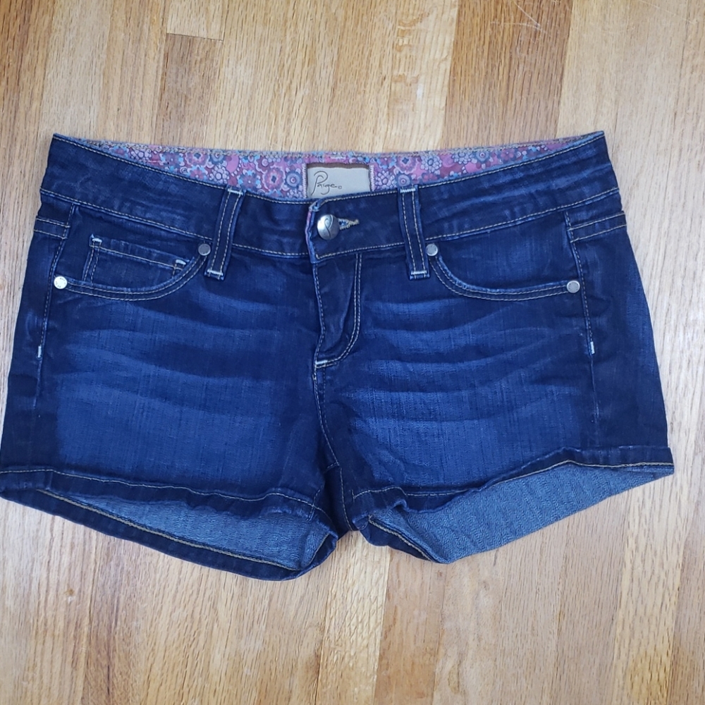Paige Dark Wash Denim Shorts
